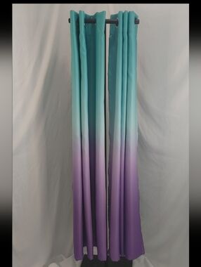 Yakamok Ombre Curtains 63” Length Teal Purple Gradient Room Darkening 2 Panels